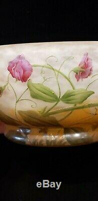 Antique Daum Nancy Cameo Art Glass Bowl Enameled Violets