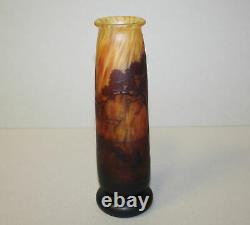 Antique Daum Nancy Cameo Art Glass Forest Lake Scene Vase