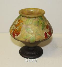 Antique Daum Nancy Cameo Art Glass Pedestal Vase Exceptional Floral Design