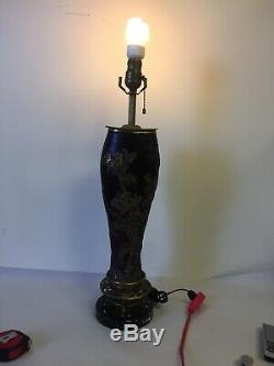 Antique Daum Nancy Cameo Glass Thistle Vase Cross Lorraine Converted To Lamp