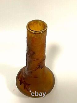 Antique Daum Nancy Enamel Cameo Glass Thistle Cabinet enamelled Vase