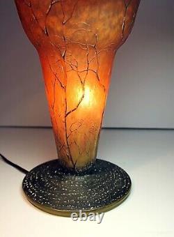 Antique Daum Nancy French Art Nouveau Cameo Glass Lamp Ca. 1900