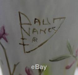Antique Daum Nancy Signed Tall Mulit-Colored Floral Cameo Art Glass Vase
