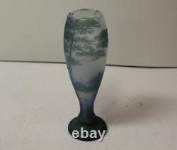 Antique DeVez Cameo Art Glass Vase with Mountain Scene