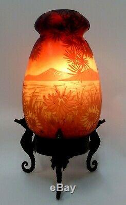 Antique DeVez Cameo French Glass Boudoir Lamp