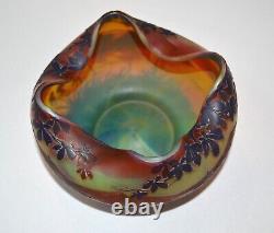 Antique Devez Cameo Art Glass Scenic Bowl Colorful