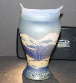 Antique Devez Cameo Glass Vase Scenic and Unique Shape