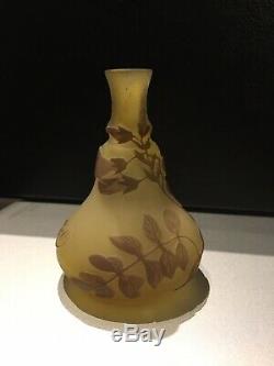 Antique EMILE GALLE 3.75 French Cameo Art Nouveau Glass Vase Lalique Crystal