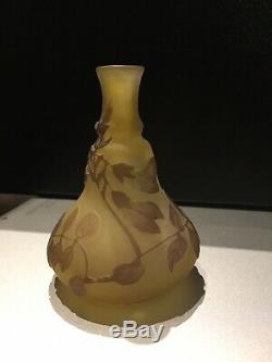 Antique EMILE GALLE 3.75 French Cameo Art Nouveau Glass Vase Lalique Crystal