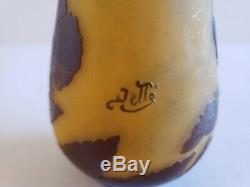 Antique Émile Gallé Art Glass Brown Over Yellow Cameo Bud Vase 5 Art Nouveau