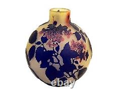 Antique Emile Galle Cameo Acid Etched Pansy Vase 6.5 H