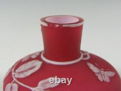 Antique English Red Cameo Miniature Vase withButterfly
