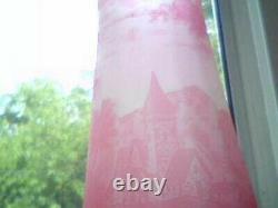 Antique FRENCH CAMEO PINK GLASS VASE SIGNED RICHARD ca. 1900 RARE