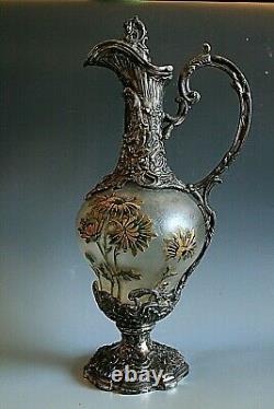 Antique French Art Nouveau Cameo Glass Claret Jug / Pitcher Possibly Daum