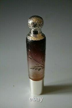 Antique French Art Nouveau Daum Cameo Glass Absinthe Liquor Bottle