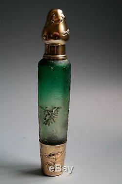 Antique French Art Nouveau Daum Nancy Cameo Etched Glass Absinthe Liquor Bottle