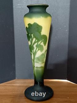 Antique French Art Nouveau LA ROCHERE Cameo Glass Vase, 13.75 high