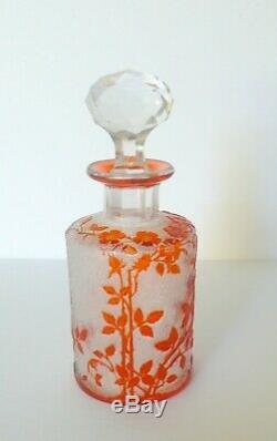 Antique French Baccarat Orange Cameo Crystal Glass Perfume Bottle