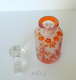 Antique French Baccarat Orange Cameo Crystal Glass Perfume Bottle