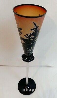 Antique French Cameo Glass Vase Art Nouveau Signed Kristian 13.5