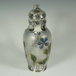 Antique French Christofle Gallia Art Nouveau Cameo Glass Silver Plate Claret Jug