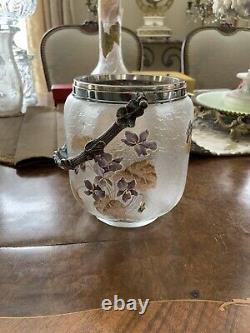 Antique French Legras Montjoye Victor Saglier cameo glass jar c 1890