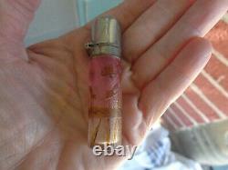 Antique French Pink Floral Cameo Art Glass Miniature Scent Bottle