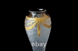 Antique French St Louis cameo glass gilt soliflore vase c 1900