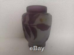 Antique Galle ART NOUVEAU Cameo Art Glass Floral Vase Miniature Size 8cm