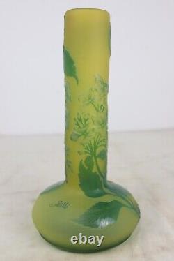 Antique Galle Acid Etched Floral Patten Cameo Blown Glass Vase Art Nouveau 13