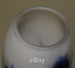 Antique Galle Cameo Art Glass Floral Purple Colored Vase Early Galle Signature