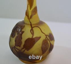 Antique Galle Cameo Art Glass Vase 6? High Unique Bulbous Base