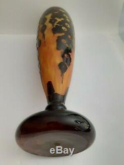Antique La Verre Francais Cameo Art Glass 19 Vase, Signed