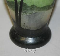 Antique Legras Cameo Art Glass Tall Vase 13 1/4? High