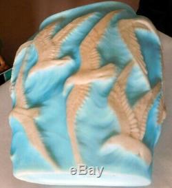 Antique Phoenix Consolidated Satin Blue Seagull Cameo Glass Pillow Vase