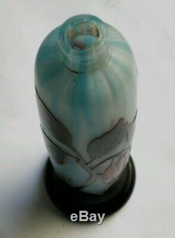 Antique Rare Cameo Acid Cut Signed Ruckl Art Deco Glass Czech Bohemian Vase