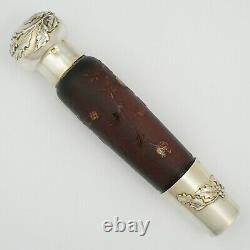 Antique Signed Daum Cameo Glass French Sterling Silver Opera Liquor Flask Bottle