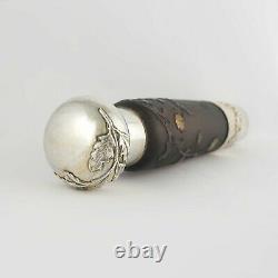 Antique Signed Daum Cameo Glass French Sterling Silver Opera Liquor Flask Bottle