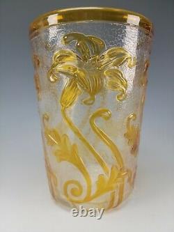 Antique Thomas Webb English Lily HEAVY Carved Cameo Glass Vase Signed c1930