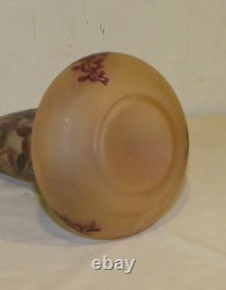 Antique Val Signed Cameo Art Glass Vase with Enameling Highlights