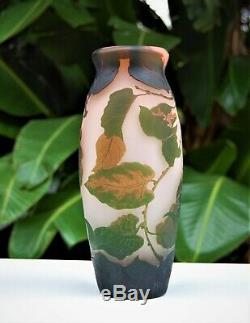 Antique Vintage Authentic Signed Art Nouveau Arsall Cameo Carved Art Glass Vase
