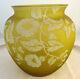 Antique Webb Carved Cameo Glass Bowl Citron Yellow V Large Signed Thomas (5642)