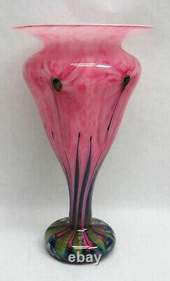 Art Deco John Lotton (1993) Signed Cameo Multicolor Art Glass 12 1/2 Vase