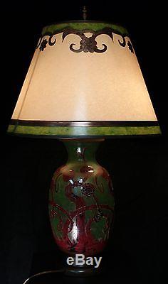 Art Deco Schneider Bros. Le Verre Francais Cameo Art Glass Flowering Bush Lamp