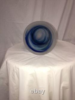 Art Deco Style Hand Made Blown Glass Vase Metal Coated Aqua Blue #2