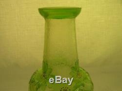 Art Glass Green Cut Back Cameo Vase