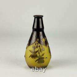 Art Nouveau Cameo Glass'Fuschia Vase' by Emile Galle