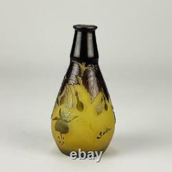 Art Nouveau Cameo Glass'Fuschia Vase' by Emile Galle