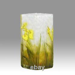 Art Nouveau Cameo Glass'Iris Flower Vase' by Daum Freres