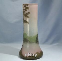 Art Nouveau French Legras Cameo Acid Etched Art Glass Cabinet Vase Circa 1900